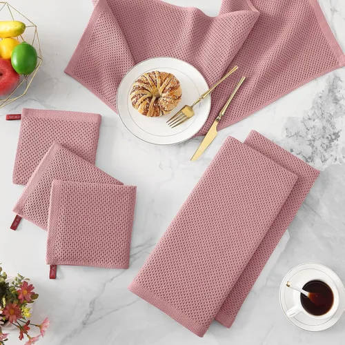 Miniatura 343 de Kitinjoy - Paños de cocina de 100 % algodón, tela de tejido gofrado, paño de limpieza ultrasuave, absorbente y de secado rápido. Beige