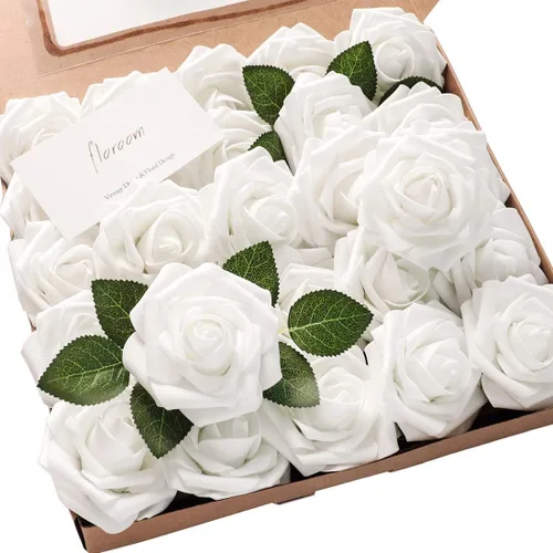 Miniatura 66 de Floroom Flores artificiales de espuma, aspecto real, con tallos, para manualidades, ramos de boda, centros de mesa, despedida de soltera, fiesta, 25