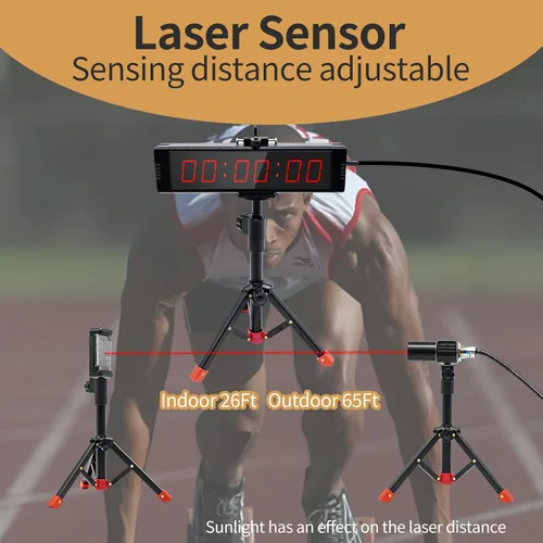 Miniatura 3 de Temporizador láser con cable interior para entrenamiento, cronómetro LED, cronómetro de carreras, temporizador de carreras, pista de patinaje