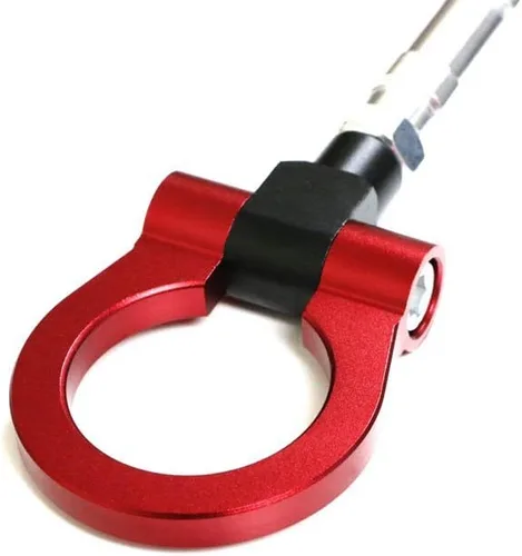 Miniatura 9 de iJDMTOY Anillo de gancho de remolque de estilo de carreras rojo compatible con Mercedes Benz W205 Clase C, X204 Clase GLK, X205 Clase GLC, W212 W213