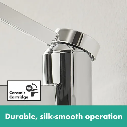 Miniatura 5 de hansgrohe Finoris 76020341 - Grifo moderno para lavabo de baño con 1 manija y 1 orificio de 12 pulgadas de alto, cromo negro cepillado