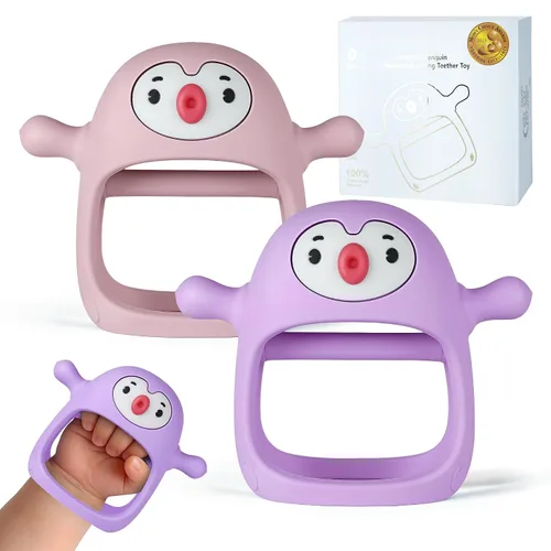 Miniatura 12 de Smily Mia Juguetes de dentición para bebés de 0 a 6 meses, mordedores para bebés de 3 a 6 meses Mordedor de pingüino Mordedor de mano Manoplas