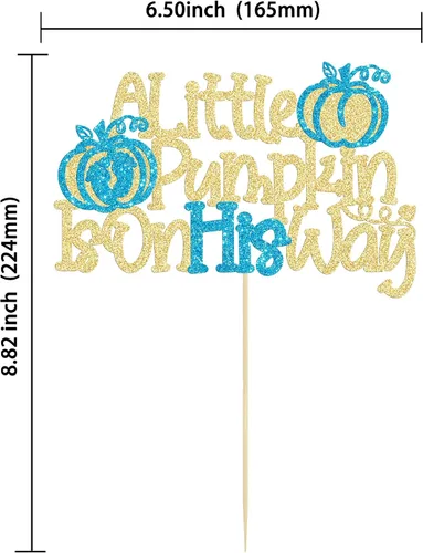 Miniatura 2 de Gyufise 1 pieza de decoración de pastel de calabaza con purpurina con purpurina para decoración de pastel de calabaza para otoño, baby shower