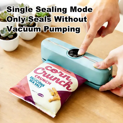 Miniatura 6 de Máquina selladora al vacío de mano 3 en 1 para bolsas y tarros, sellador al vacío de grado alimenticio con 10 bolsas aptas para alimentos, también