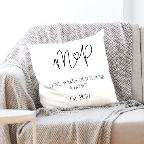 Miniatura 2 de sockprints Personalized Pillow Case Cover 18x18 - Throw Pillow Covers - Custom Monogram Accent Pillow - Pillow Covers with Names - Love Makes Our