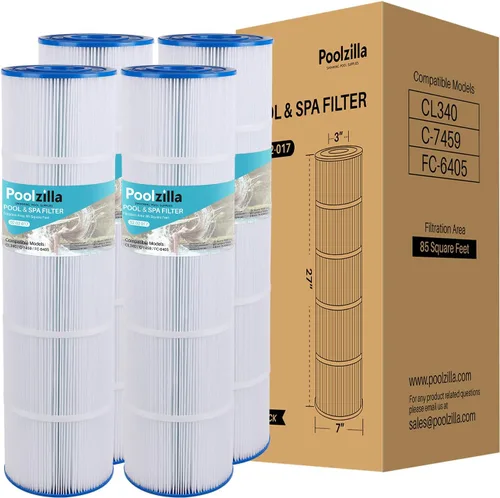 Poolzilla Paquete de 4 cartuchos de filtro de piscina de repuesto para Unicel C-7459, Jandy CL 340, PJAN85, Filbur FC-6405, FC-0800, A0557900,