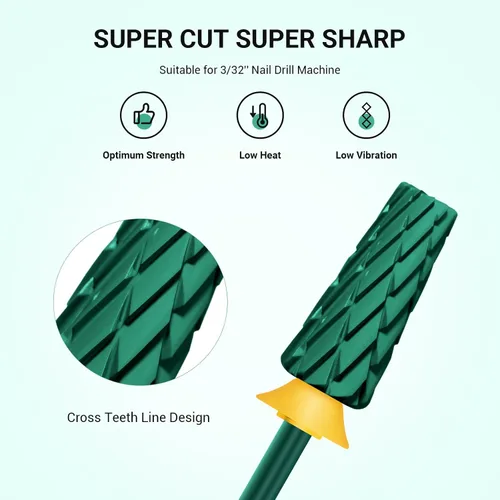 Miniatura 2 de MelodySusie Super Cut Edition Brocas para Uñas 5 en 1, Brocas Multifunción de Carburo de Tungsteno de 3/32'', Adecuadas para Manicura Pedicura
