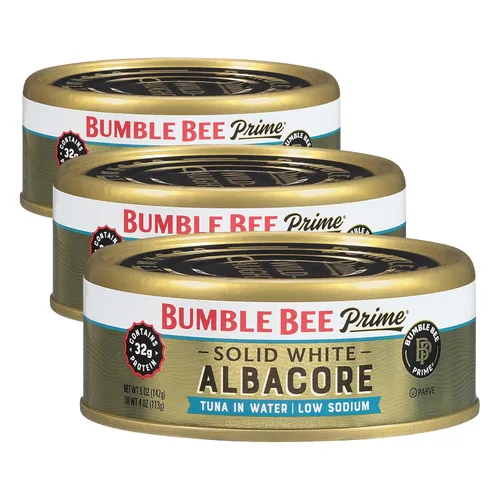 Miniatura 17 de BUMBLE BEE Atún blanco sólido de primera calidad en agua, bajo en sodio, atún enlatado, alimento rico en proteínas, lata de 5 onzas