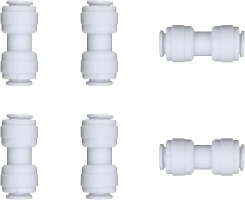 6 conectores de unión de plástico blanco (diámetro exterior de 5/16 pulgadas x diámetro exterior de 1/4 pulgadas, ajuste de acoplamiento reductor de
