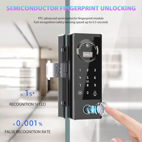 Miniatura 8 de Cerradura inteligente de vidrio cerradura de puerta WiFi desbloqueo remoto TT APP huella digital cara contraseña tarjeta IC métodos de desbloqueo