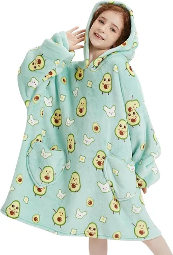 Miniatura 11 de Mewkou Manta con Capucha Portátil para Niños Sudadera con Capucha de Sherpa Extra Grande para Niños, Niñas y Niños Pequeños de 2 a 6 años