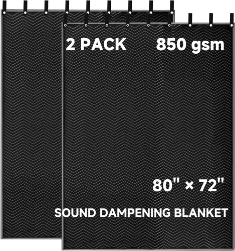Miniatura 10 de 2 Piezas de Manta de Amortiguación de Sonido Grande 48" x 80", Manta Acústica de 850GSM con Ojales, Mantas de Absorción de Sonido de Estudio