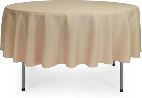 Miniatura 80 de YOUR CHAIR COVERS - Mantel redondo de poliéster prémium de 120 pulgadas - Mantel de lino color champán para mesas redondas estándar