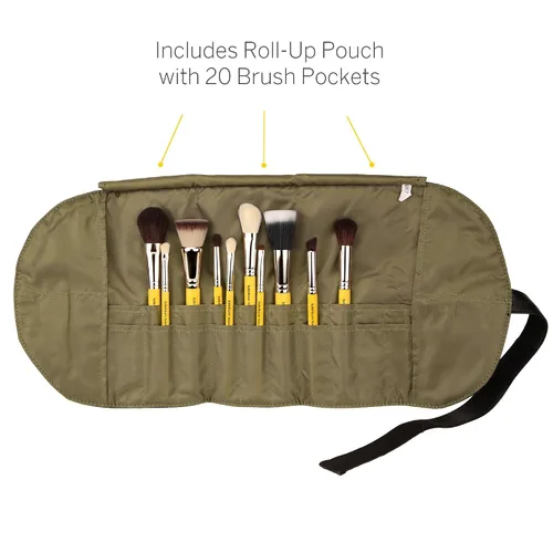 Miniatura 3 de Bdellium Tools Studio Mineral - Juego de brochas con bolsa enrollable, 10 piezas, diseñado para usar con maquillaje mineral (amarillo, 1 unidad)