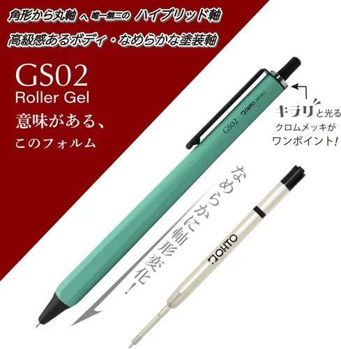 Miniatura 3 de Bolígrafo de gel OHTO GS02, punta retráctil de aguja de 0.5mm de punta fina, cañón negro, tinta de gel negra de secado ultrarrápido, cuerpo híbrido