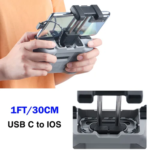 Miniatura 5 de Cable de control remoto USB C a iOS de 1 pie para DJI Mavic 3, Mini 2, Mini 3 Pro, Air 2S, Mavic Air 2 - Accesorios de cable de datos OTG de 90