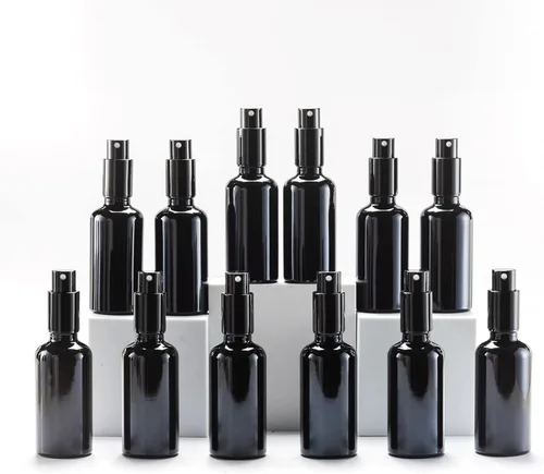 Miniatura 13 de YIZHAO Botellas de vidrio ámbar de 1 oz, con pequeño aerosol de niebla fina, tapa de metal, recargable para aceite esencial, viajes, limpieza
