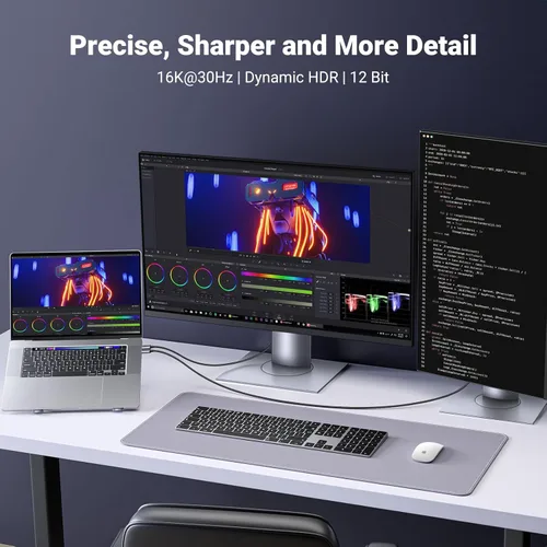 Miniatura 4 de UGREEN Cable USB C a DisplayPort 2.1 16K@30Hz 8K@120Hz 40Gbps Thunderbolt 4/3 a DisplayPort Cord Alu Trenzado Compatible iPhone 17/16 Pro Max