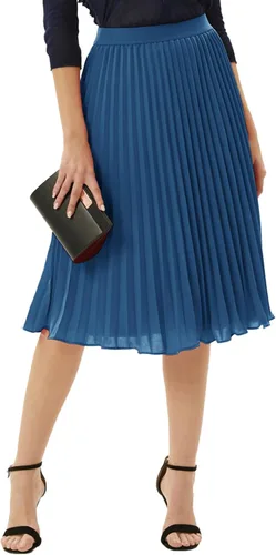 Miniatura 159 de GRACE KARIN - Falda plisada de gasa para mujer, con cintura alta y elástica, vuelo, corte acampanado y longitud por debajo de la rodilla