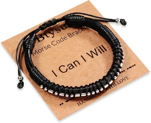 Miniatura 67 de Regalos inspiradores para hombres, pulseras con código morse, pulseras para hombre, regalos de graduación para él, Día del Padre, pulsera de cuero