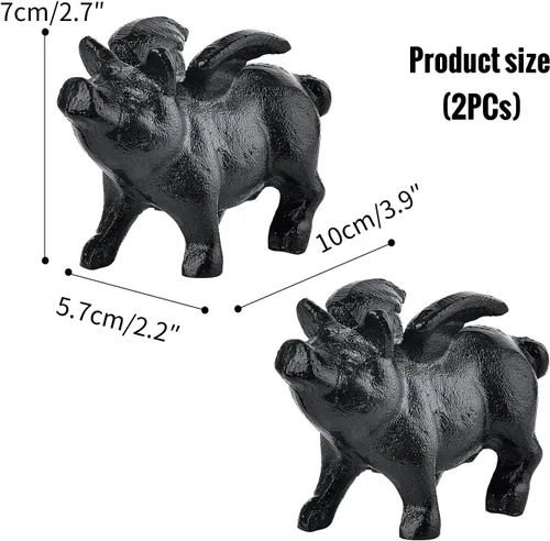 Miniatura 6 de Sungmor Juego de 2 figuras de hierro fundido de elefante y unicornio - Esculturas rústicas en negro para estante, escritorio o entrada - Estatuas