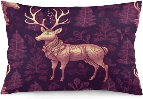 Miniatura 25 de Fundas de almohada refrescantes con diseño de reno burdeos, fundas de almohada lumbar para exteriores con cremallera invisible, funda de almohada