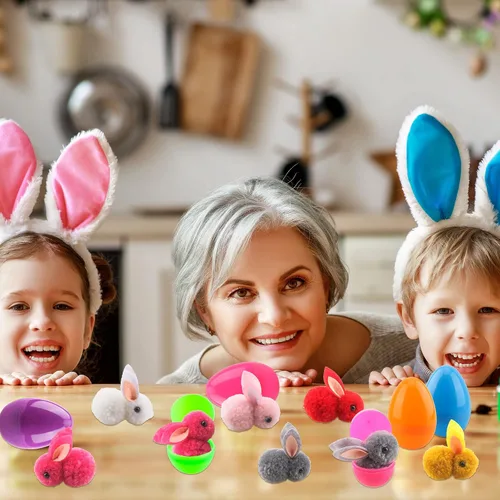 Miniatura 5 de 48 huevos de Pascua rellenos con mini conejito de peluche, juguetes de Pascua para fiesta de Pascua, juegos de caza en interiores y exteriores