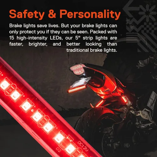 Miniatura 3 de Juego de 2 tiras de luz LED ámbar de 5.0 pulgadas [luces direccionales y de circulación] [IP68 resistente al agua] [15 LED] iluminación brillante