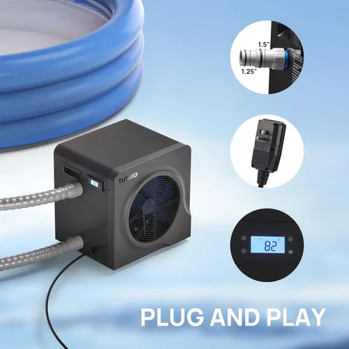 Miniatura 5 de TURBRO Bomba de Calor para Piscina de 18,000 BTU, Calefactor Eléctrico para Piscinas sobre el Suelo y Spas de hasta 6,000 Galones, Intercambiador