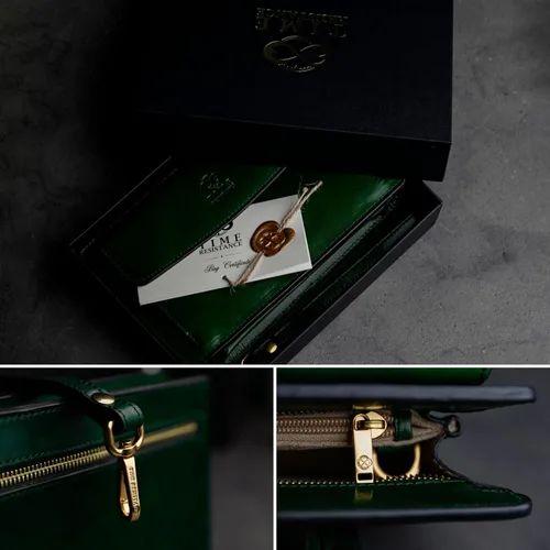 Miniatura 6 de Time Resistance Bolso de mano de cuero para hombre, organizador de muñeca, maletín hecho a mano en Italia, caja de regalo incluida