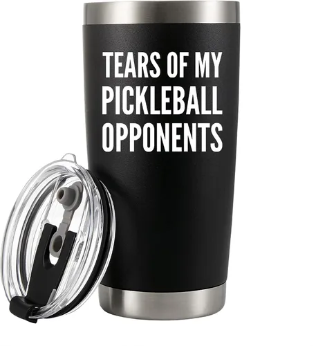 Panvola Tears of My Pickleball - Vaso de acero inoxidable con aislamiento al vacío para papá, mamá, abuelo, abuela, con tapa extraíble y popote (20