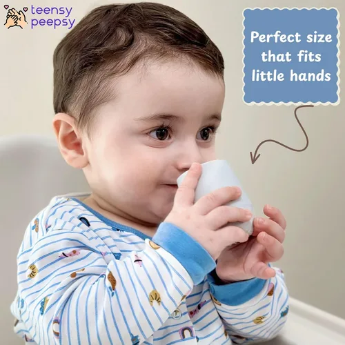 Miniatura 2 de Vasos de entrenamiento de silicona para bebés mayores de 4 meses, paquete de 2 tazas de transición pequeñas para regalo de bebé, taza de agua
