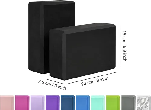 Miniatura 2 de EXERZ Bloques de yoga, paquete de 2, bloques de gimnasio, ladrillos de entrenamiento de fitness, soporte de mano elástico para pilates