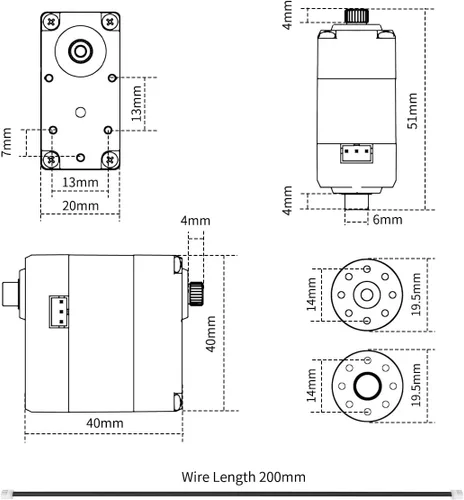 Miniatura 8 de LX-224 Serial Bus Servo, 3 Conectores 44.1 lbs Gran Torque Doble Rodamiento de Bolas Motor Servo de Metal Completo Equipado con Sistema