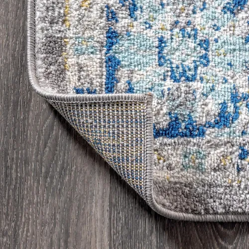 Miniatura 3 de JONATHAN Y Alfombra de pasillo moderna estilo bohemio, floral, gris/azul marino, 2 x 8 pulgadas, bohemio, vintage, fácil de limpiar para sala