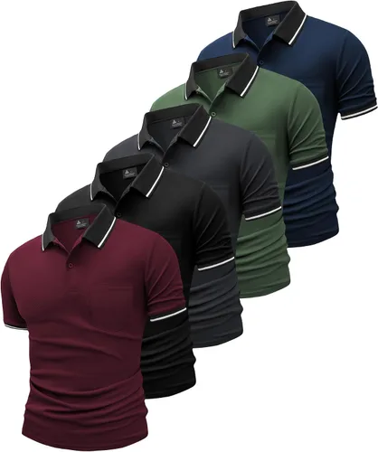 Miniatura 7 de GEEK LIGHTING Paquete de 5 camisas polo para hombre con bolsillo