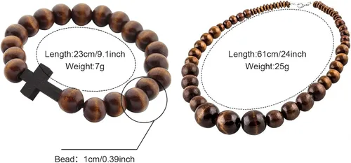 Miniatura 2 de Collar de cuentas de madera África Cadena de madera Declaración Unisex Collares gruesos