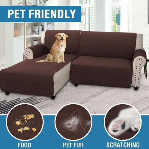 Miniatura 6 de H.VERSAILTEX Fundas de Sofá Seccional 100% Impermeables de 2 Piezas Fundas de Sofá en Forma de L Lavables para Perros Antideslizantes