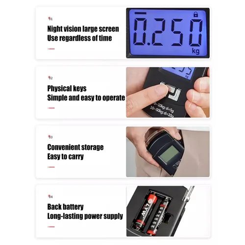 Miniatura 8 de Herramienta de medición de peso, báscula digital para maleta con capacidad de 110 libras110.2 lbs, báscula de pesaje portátil de acero inoxidable