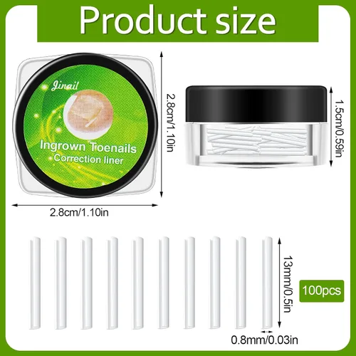 Miniatura 3 de 100 tiras correctoras de uñas encarnadas, parches de corrección de uñas de los pies, parches curvos para enderezar las uñas de los pies, clips