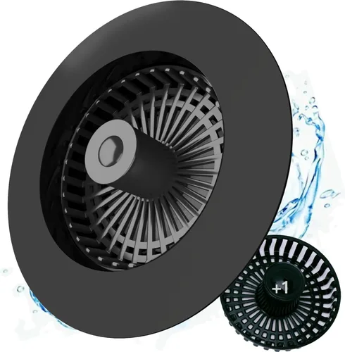 Colador de drenaje para fregadero de cocina 3 en 1, tapón de fregadero desplegable de acero inoxidable 304, tapón de drenaje antiobstrucción, Negro