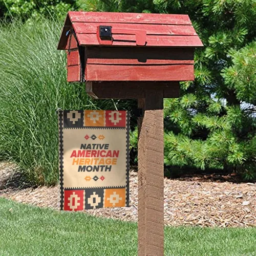 Miniatura 8 de Bandera de jardín del Mes de la Herencia Nativa Americana 2023 de doble cara vertical al aire libre, letrero decorativo de bienvenida para el hogar