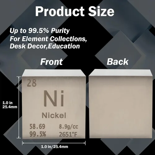 Miniatura 2 de Cubo de Níquel Cubo Metálico de Densidad Cubo de Elemento de Metal Puro de Alta Densidad para Colecciones de Elementos Experimento de Laboratorio