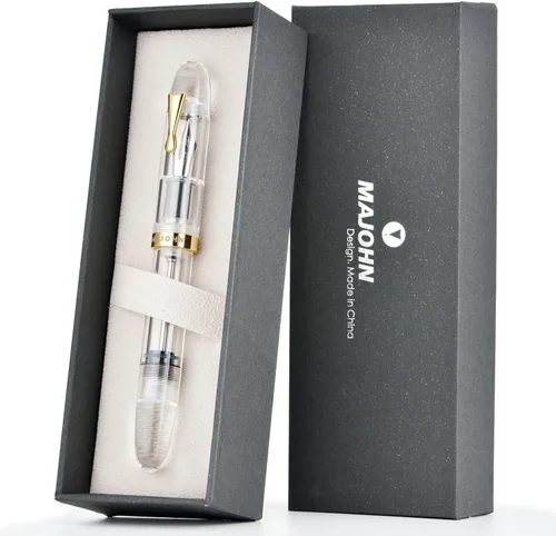 erofa Majohn C4 Eyedropper - Pluma estilográfica de punta extrafina, acrílico transparente de gran tamaño, bolígrafos de escritura para oficina y