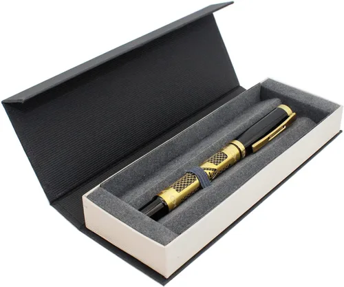Miniatura 7 de Gullor Pluma estilográfica de metal con convertidor y caja de regalo, punta doblada, oro