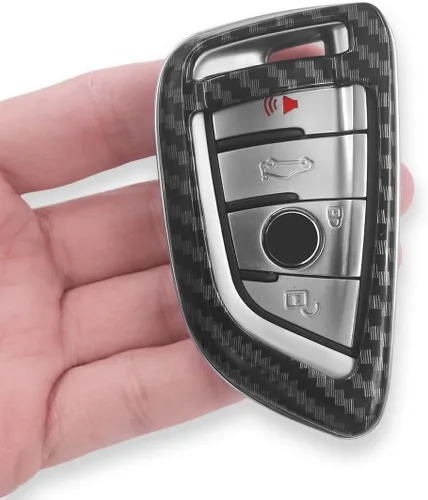 Miniatura 2 de x xotic tech Carcasa para llavero con patrón de fibra de carbono, color negro brillante, compatible con BMW 1 2 5 7 M Series X1 X3 X4 X5 X6 X7 Z4 M3