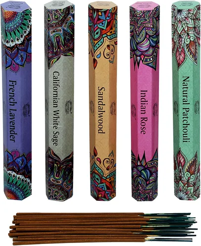 Miniatura 8 de Raajsee Varillas de incienso, paquete de 5 varillas, 100% puras, orgánicas, naturales, surtidas, enrolladas a mano sin productos químicos, perfectas