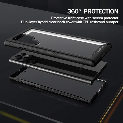 Miniatura 3 de Funda compatible con Samsung Galaxy S22 Ultra, protector de pantalla integrado de cuerpo completo, a prueba de golpes, ajuste delgado, funda