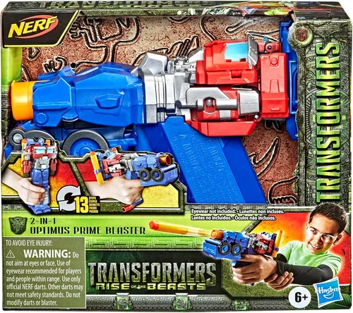 Miniatura 3 de Transformers Películas de Rise of the Beasts 2 en 1 Optimus Prime Blaster de juguetes con tecnología Nerf para edades de 6 años en adelante, 7