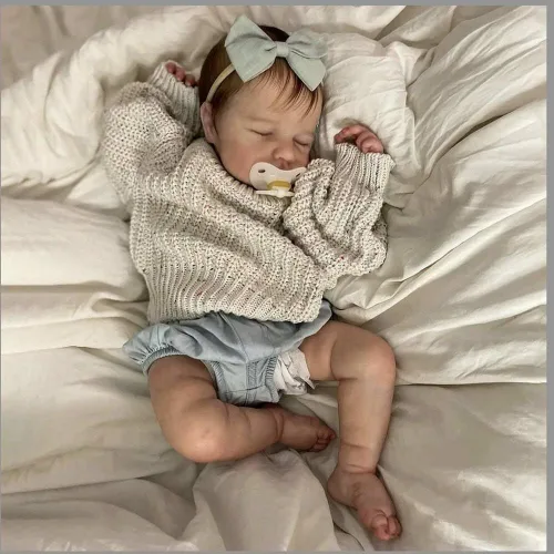 Miniatura 6 de Angelbaby Muñecas bebé reborn de 19 pulgadas, bebé recién nacida realista que duerme, muñeca Laura, bebé suave de silicona, sensación de bebé
